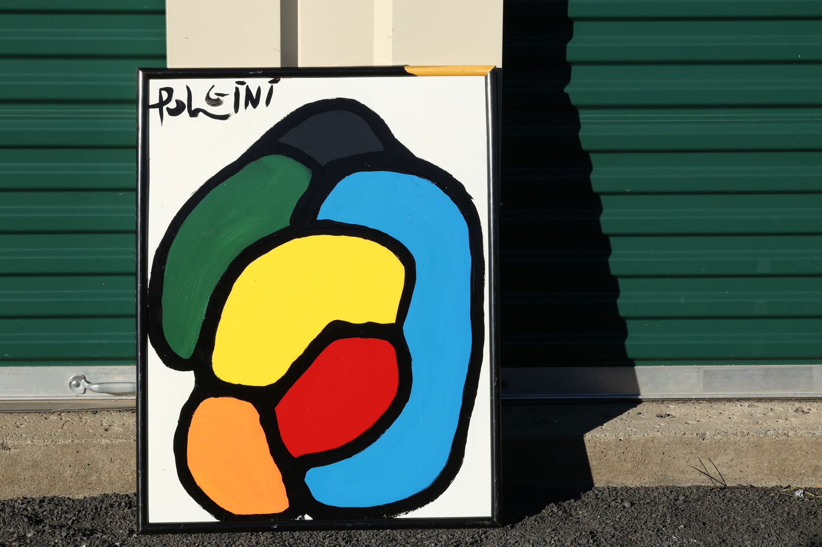 Thomas Pulgini Signed Abstract Color Field Painting with Bold Black Outlines Mid-Century Modern Styl (1 of 7)