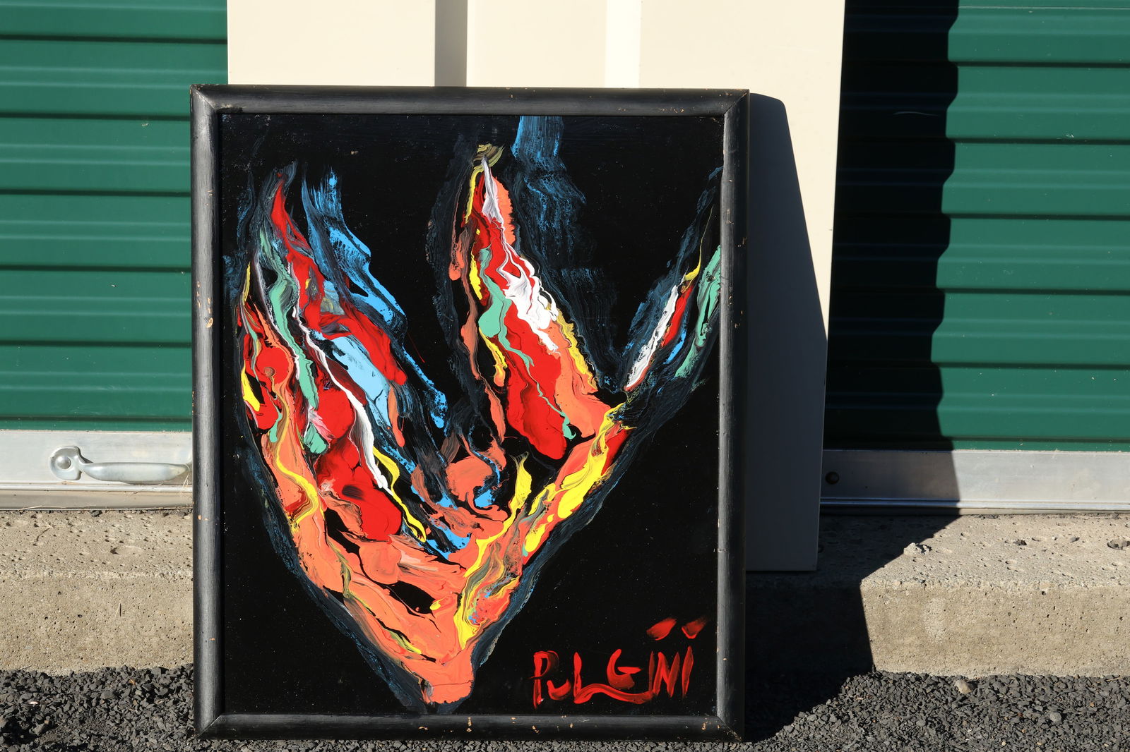 Thomas Pulgini Signed Abstract Flame Painting on Black Background (1 of 11)