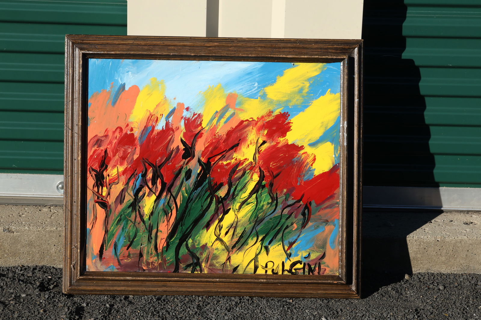 Thomas Pulgini Signed Abstract Expressionist Floral Painting with Flowing Stems (1 of 9)
