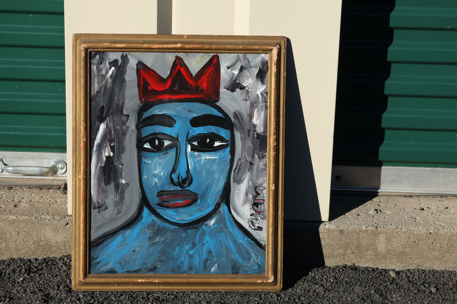 Thomas Pulgini Signed Pop Portrait – Blue King Male with Red Crown: All descriptions were generated using AI technology and have not been reviewed or verified by a human. All items are sold as-is, where-is. It is the buyer’s responsibility to preview, examine, and a