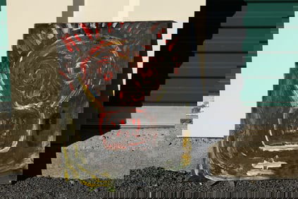 Thomas Pulgini Signed Neo-Expressionist Painting Skull Portrait in the Style of Basquiat