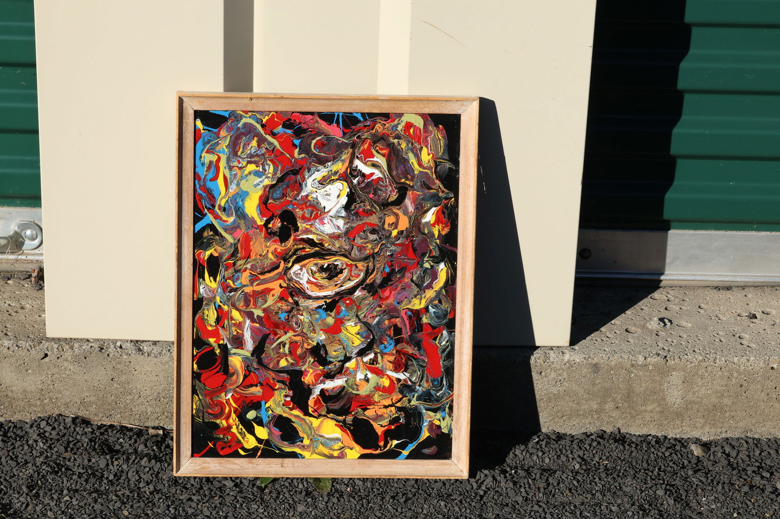 Tom Pulgini (b. 1965) – Abstract Face in Red and Yellow – Oil on Board (1 of 8)