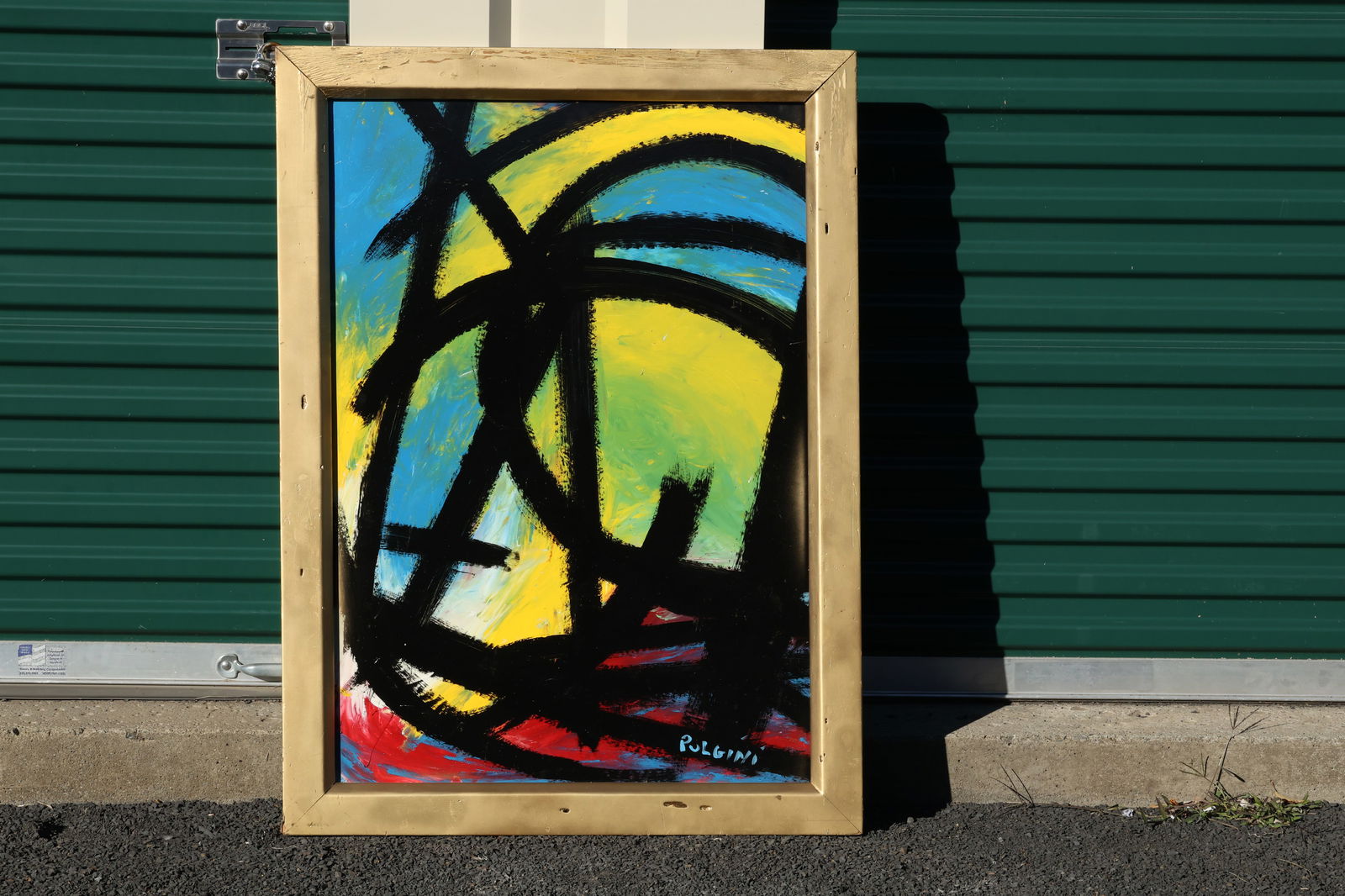 Tom Pulgini (b. 1965) — Abstract Composition in Yellow and Blue, Oil on Wood Panel (1 of 9)