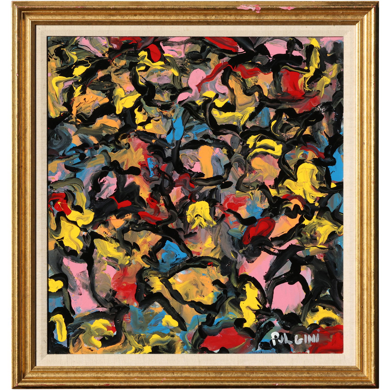 Tom Pulgini (b. 1965) — Multicolor Abstract Expression, Oil on Wood Panel (1 of 8)