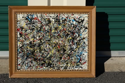 Tom Pulgini (b. 1965) — Multicolor Abstract Expression, Oil on Wood Panel