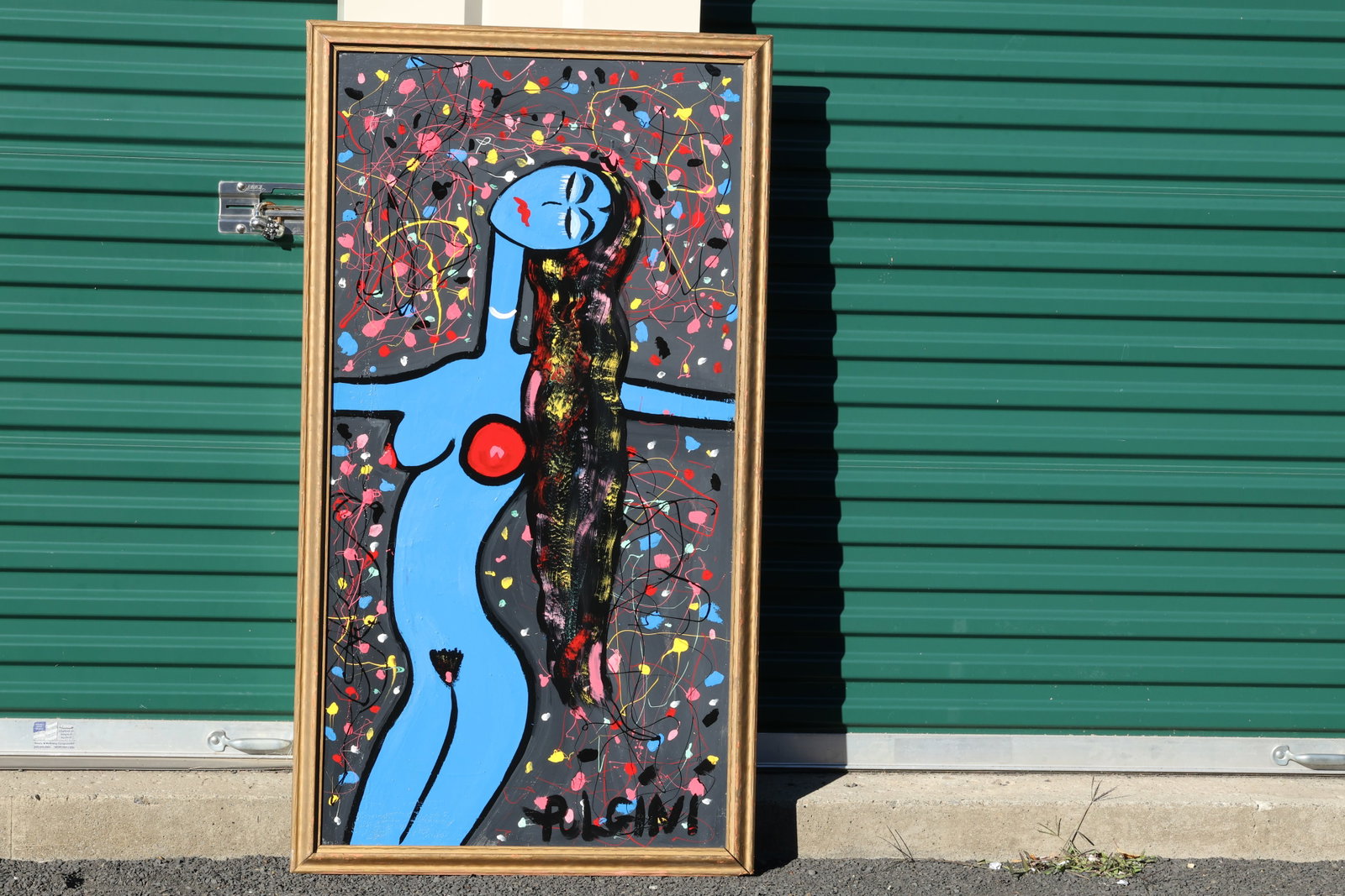 Tom Pulgini (b. 1965) — Blue Nude with Red Circle, Oil on Board: All descriptions were generated using AI technology and have not been reviewed or verified by a human. All items are sold as-is, where-is. It is the buyer’s responsibility to preview, examine, and a