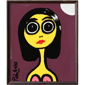 Tom Pulgini (b. 1965) — Yellow Woman with Moon, Oil on Board