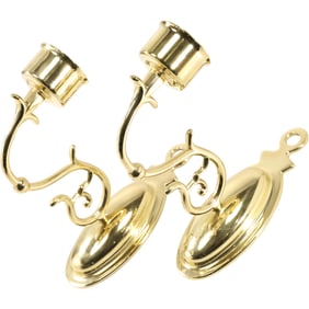 Pair of solid brass single-arm wall sconce candle holders