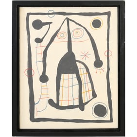 After Joan Miro, Abstract Oil Painting, Unsigned