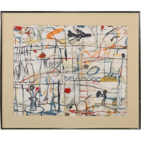 Steven Jennis, 20th C. American, Abstract Painting, Signed, Framed