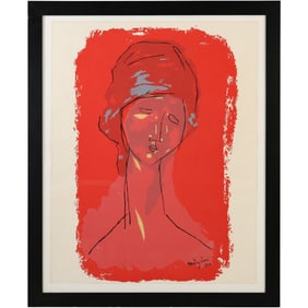 Amedeo Modigliani; Vintage Mid-Century Modern Silkscreen Print