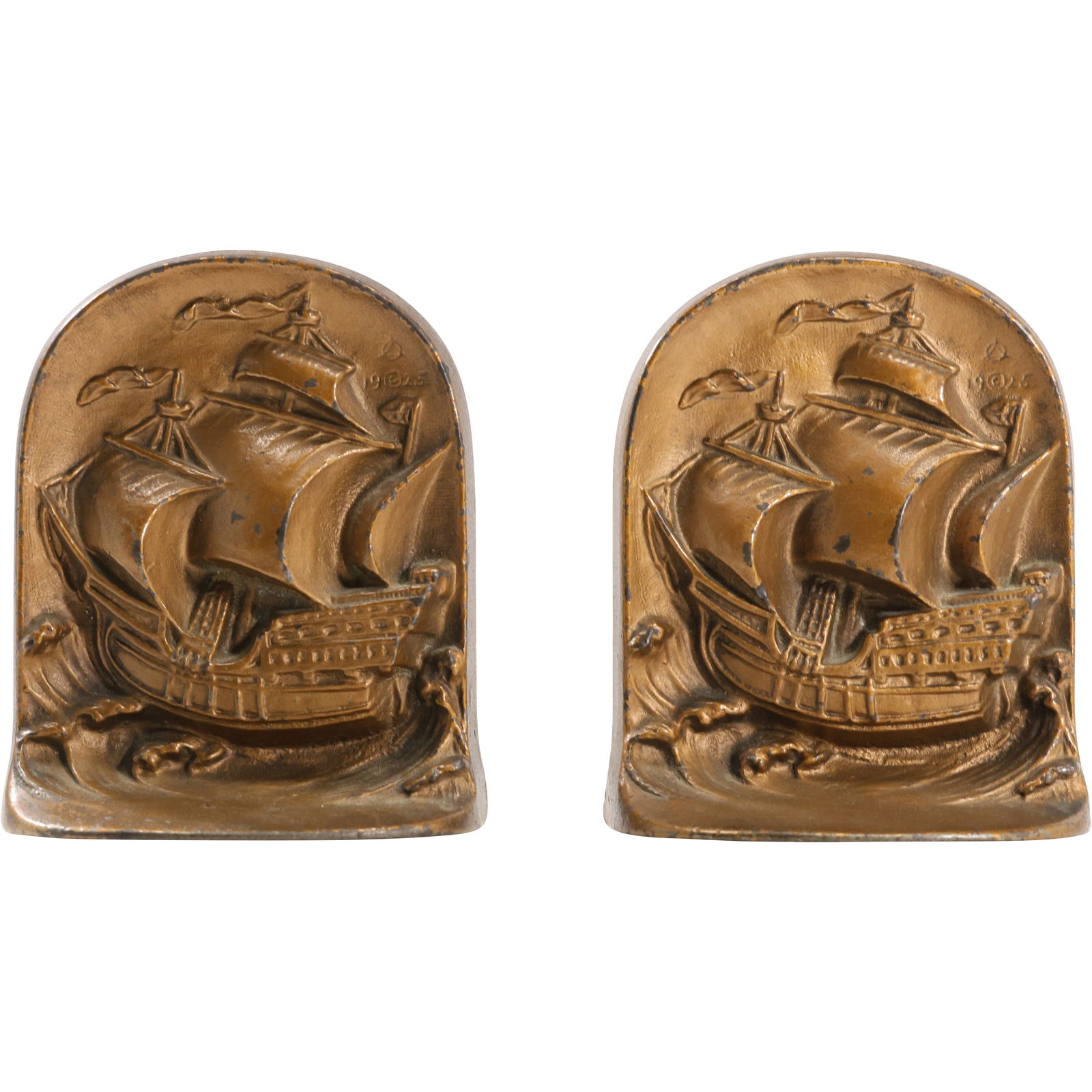 Pair of 1925 D.A.L. Cast Metal Ship Bookends (1 of 13)