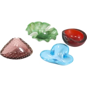 Group of Four Murano Style Art Glass Ashtrays and Bowls