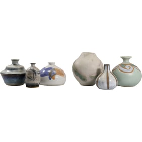 Collection of Six Studio Pottery Miniature Vases