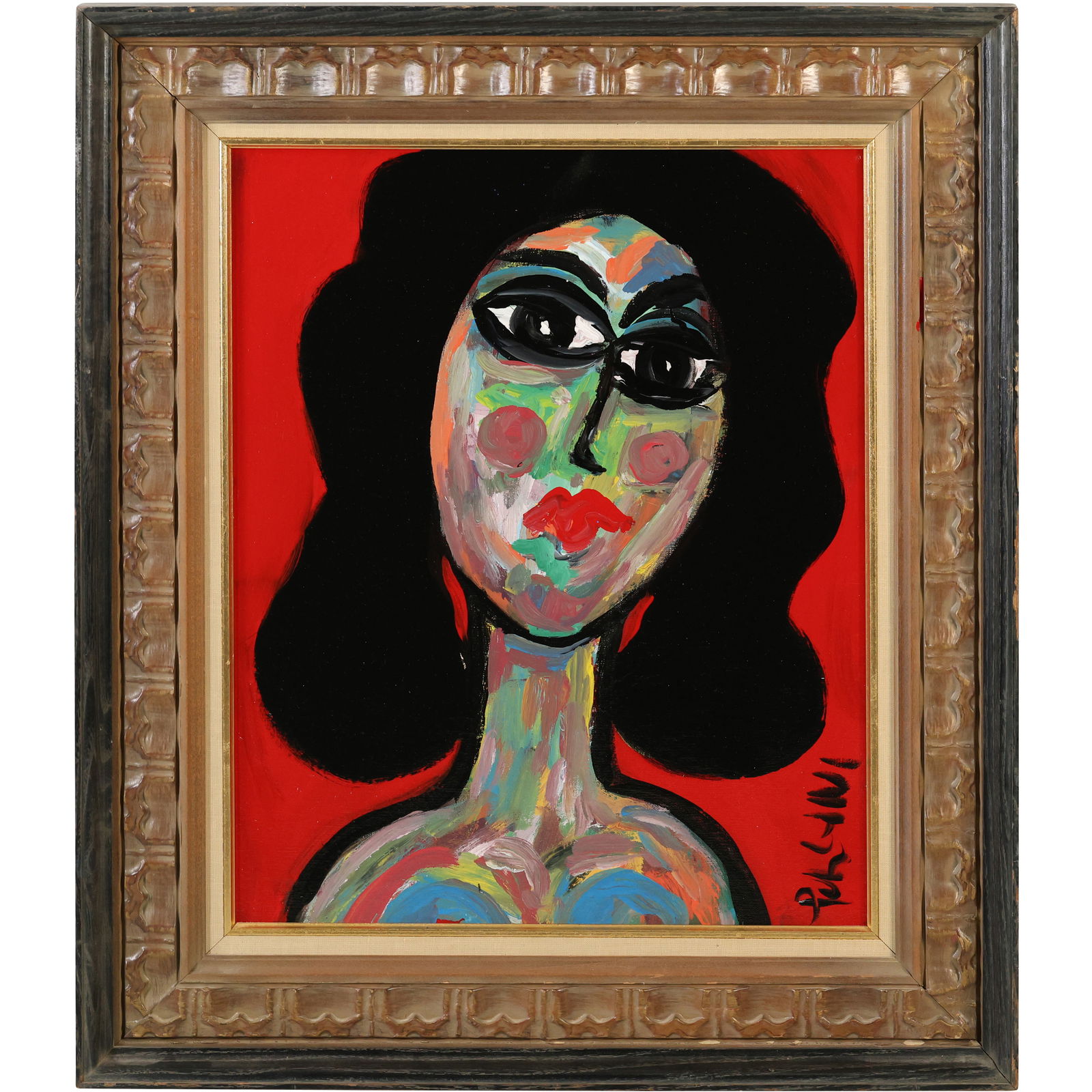 Tom Puligni Expressionist Portrait of a Woman on Red Background (1 of 9)