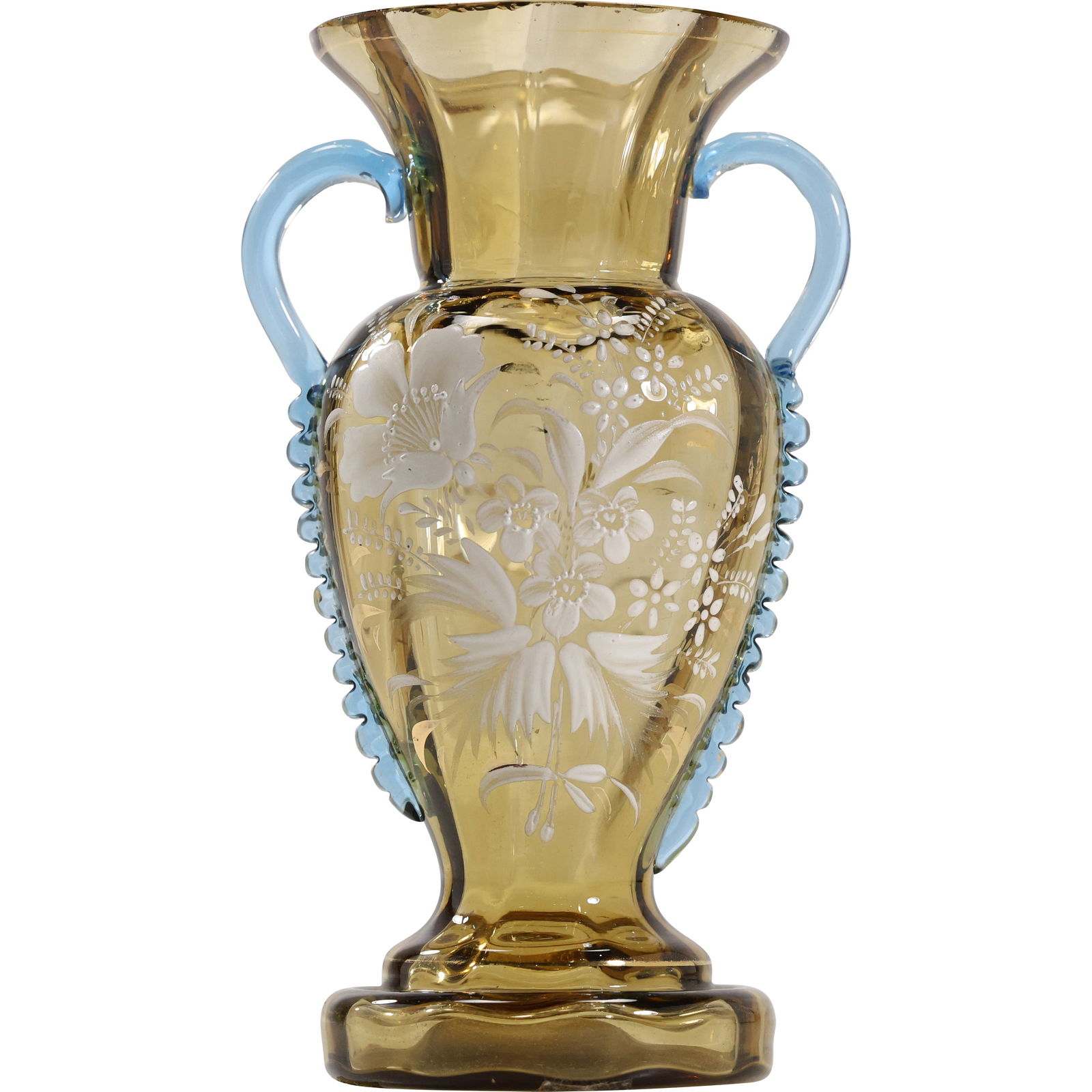 Attributed to Moser 19th Century Bohemian Hand-Painted Amber Glass Vase (1 of 13)