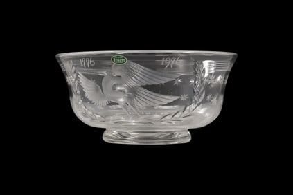 Stuart Crystal Commemorative Cut Glass Bowl with Eagle Motif 1776–1976