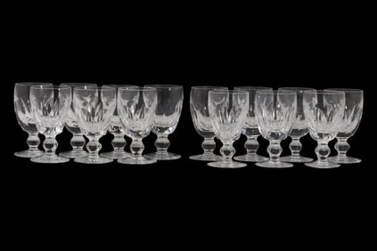 Set of 14 Waterford Crystal Kathleen Pattern Claret Wine Glasses