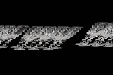 Set of 14 Waterford Crystal Kathleen Pattern Claret Wine Glasses