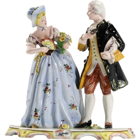 Italian Porcelain Figurine Couple Marked F.P., Hand-Painted
