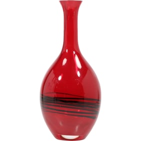Mid-Century Modern Studio Art Glass Red Vase
