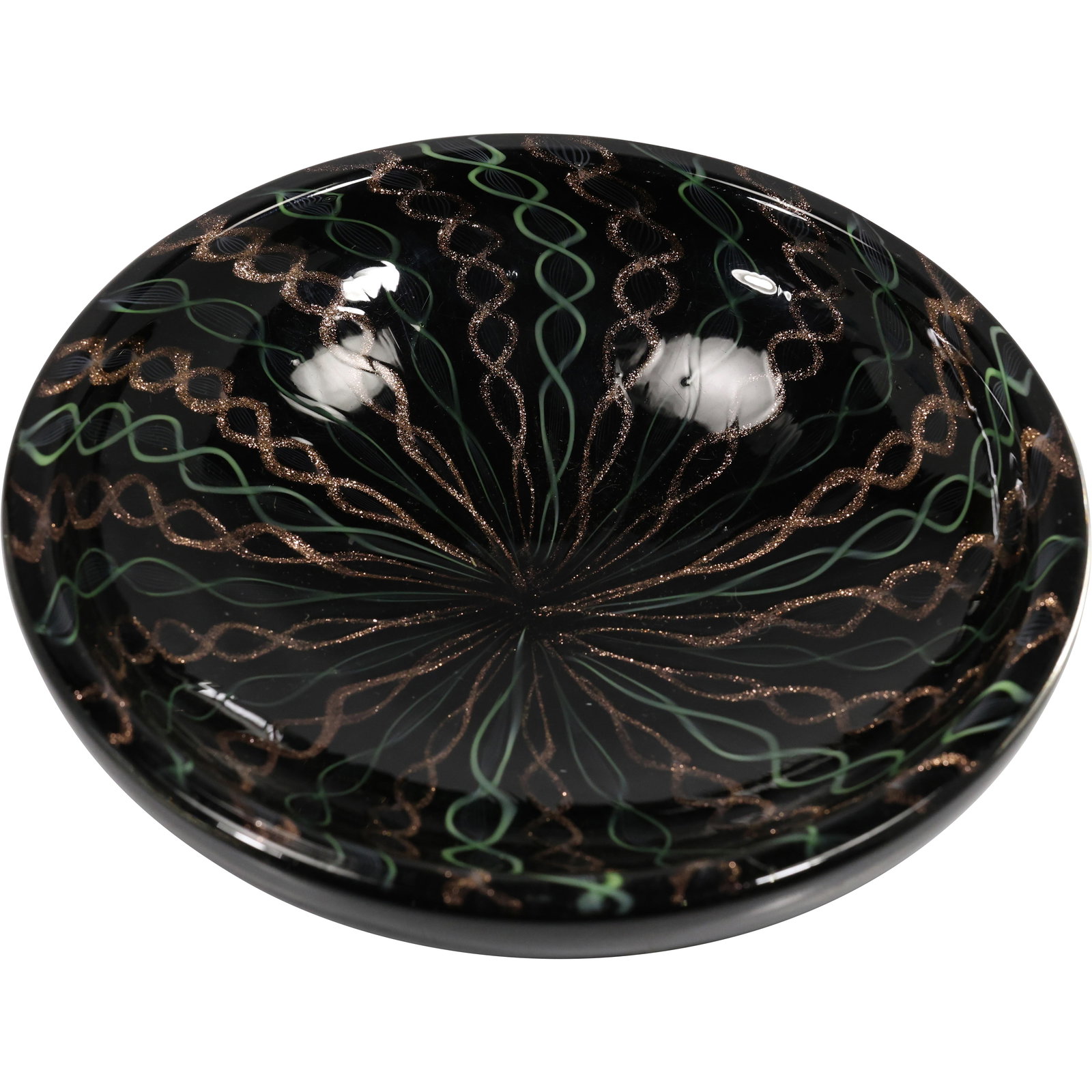 Attributed to Alfredo Barbini Murano Black Aventurine Art Glass Bowl (1 of 9)