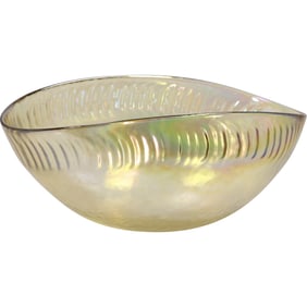 Iridescent Gold Art Glass Bowl in the Style of Yalos Casa Murano