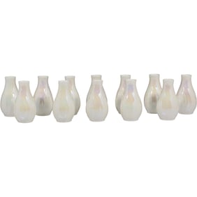 Set of 12 Wedgwood Porcelain Perfume Bottles, Iridescent White Glaze with Original Boxes