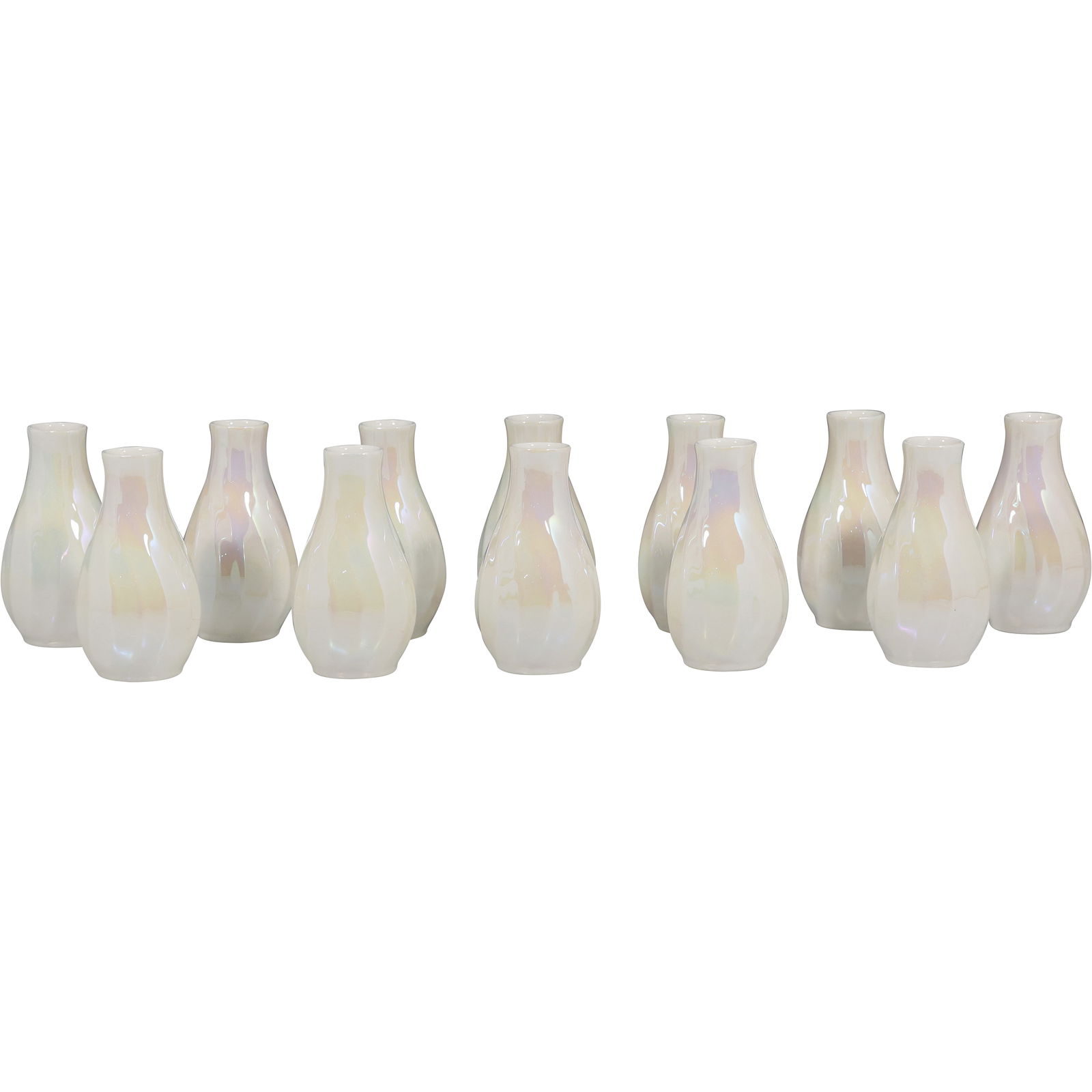 Set of 12 Wedgwood Porcelain Perfume Bottles, Iridescent White Glaze with Original Boxes (1 of 15)