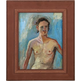 Jeffrey Boys (Born 1950) American,  PAFA, Oil on Board Painting Nude Male, Framed
