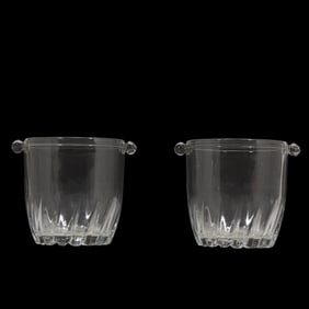 [2] Vintage Oneida Cut and Polished Clear Glass Ice Buckets