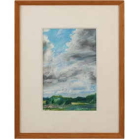 Jeffrey Boys, PAFA Artist, Oil Painting on Board, Landscape with Clouds, Framed