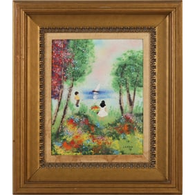 Original Enamel on Copper pPainting by the French artist Louis Cardin (b. 1931). Signed, Dated 1978