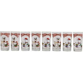 Set of 8 Vintage Country Chrismtas Tumblers Highball Glasses