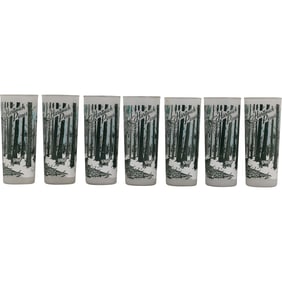 7 vintage frosted souvenir drinking glass from Hartwick Pines in Michigan