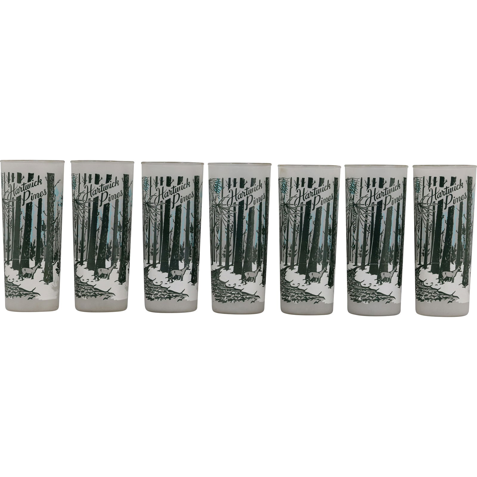 7 vintage frosted souvenir drinking glass from Hartwick Pines in Michigan (1 of 13)