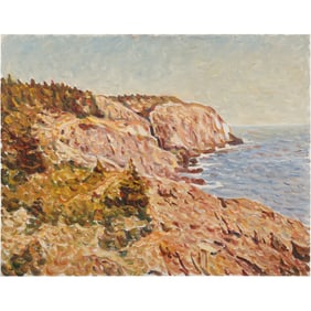 Edmond Jordan, Oil on Board Painting Rugged Coastal , Signed E Jordan. ARTIST IS EDMOND JORDAN aka