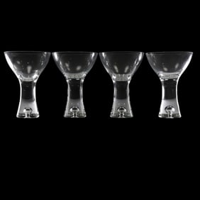 Set of Four Tapio Wirkkala Style Bubble Base Martini or Cocktail Glasses