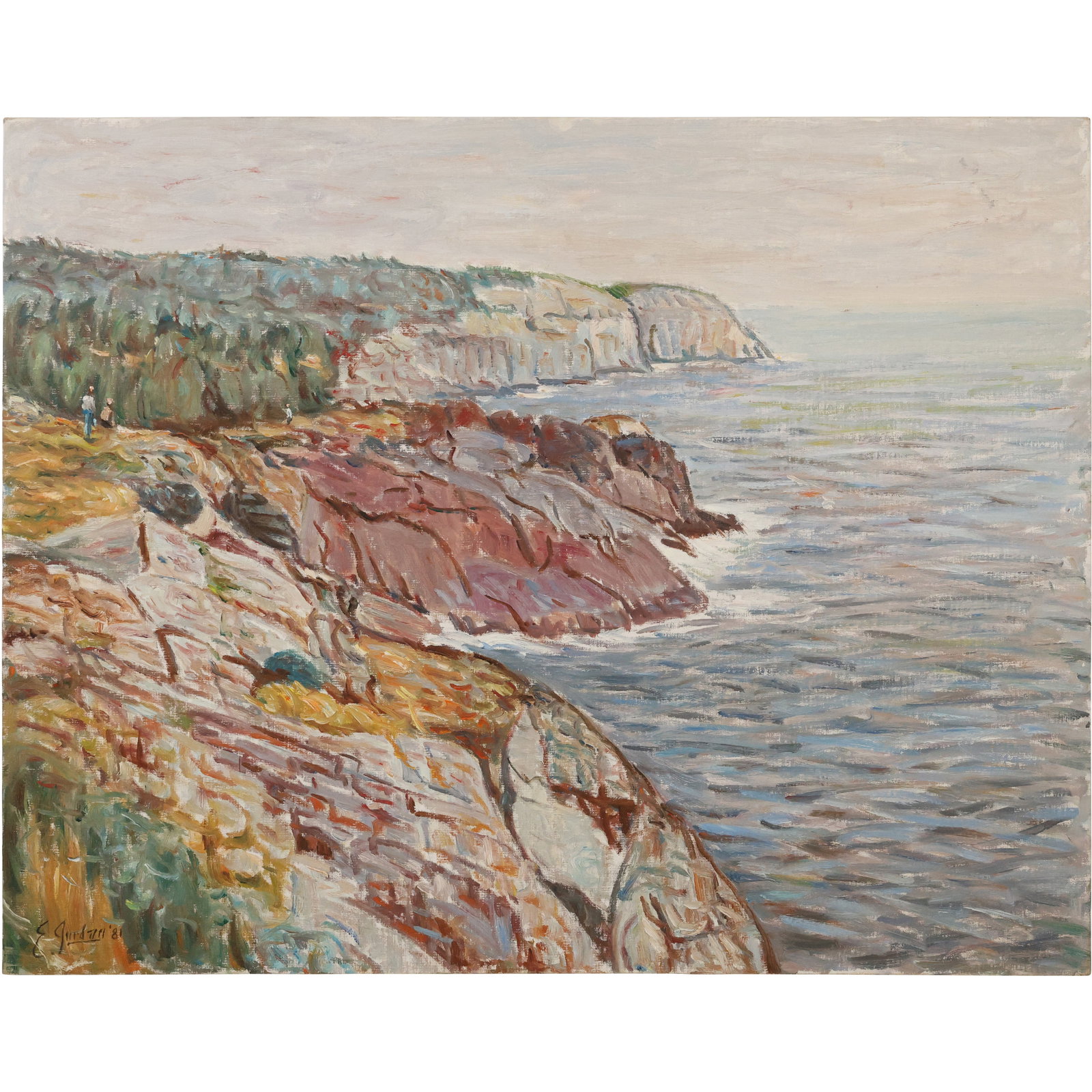 Edmond Jordan, Oil on Board Painting Coastal Cliff, Signed E Jordan. ARTIST IS EDMOND JORDAN aka (1 of 14)