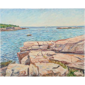 Edmond Jordan, Oil on Board Painting Coastal Seascape, Signed E Jordan. ARTIST IS EDMOND JORDAN aka