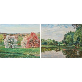 Edmond Jordan, Oil on Board Paintings 2 Landscapes, Signed E Jordan. ARTIST IS EDMOND JORDAN aka
