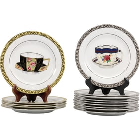 Set of 14 Royal Gallery Teacup Plates Gold Buffet and Platinum Buffet Series