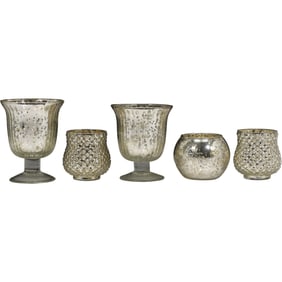 Group of Mercury Glass Candle Holders