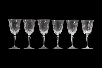 Set of Six Tiffin Franciscan Elyse Crystal Wine Glasses