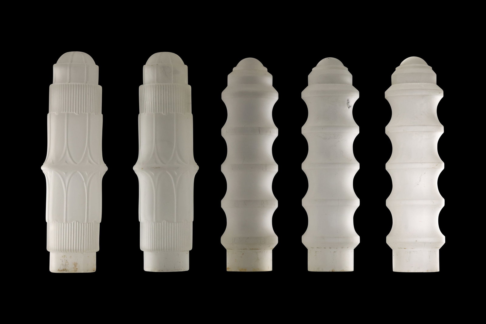 Set of Five Art Deco Frosted Glass Skyscraper Lamp Shades (1 of 14)