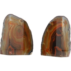 Pair of Polished Brown Agate Geode Bookends