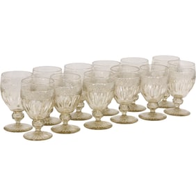 Set of 12 Vintage Palace-Style Cut Glass Goblets