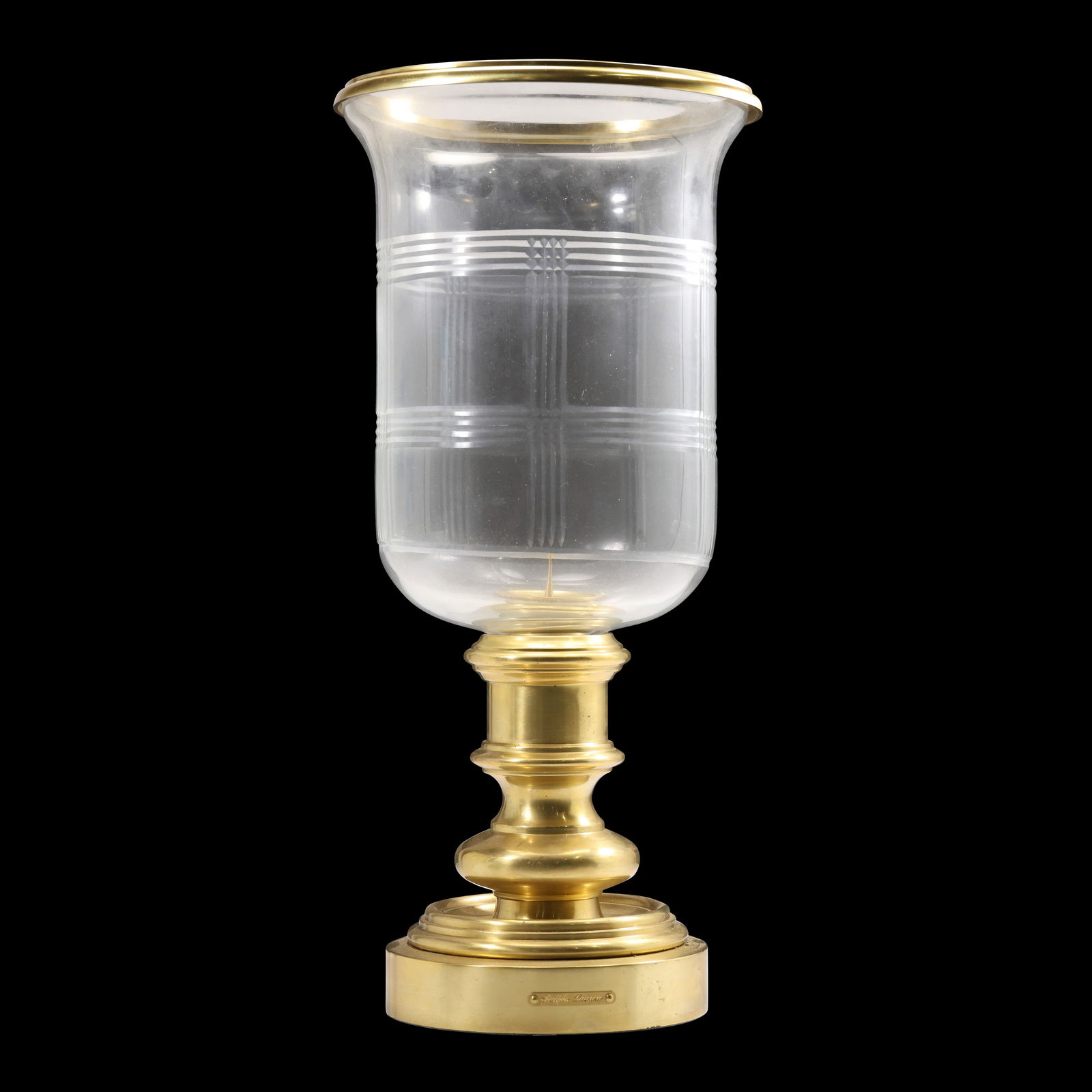 Ralph Lauren Brass and Etched Glass Hurricane Candle Holder (1 of 12)