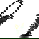 Fenton Hand Painted Black Glass Basket with Sunflower Design