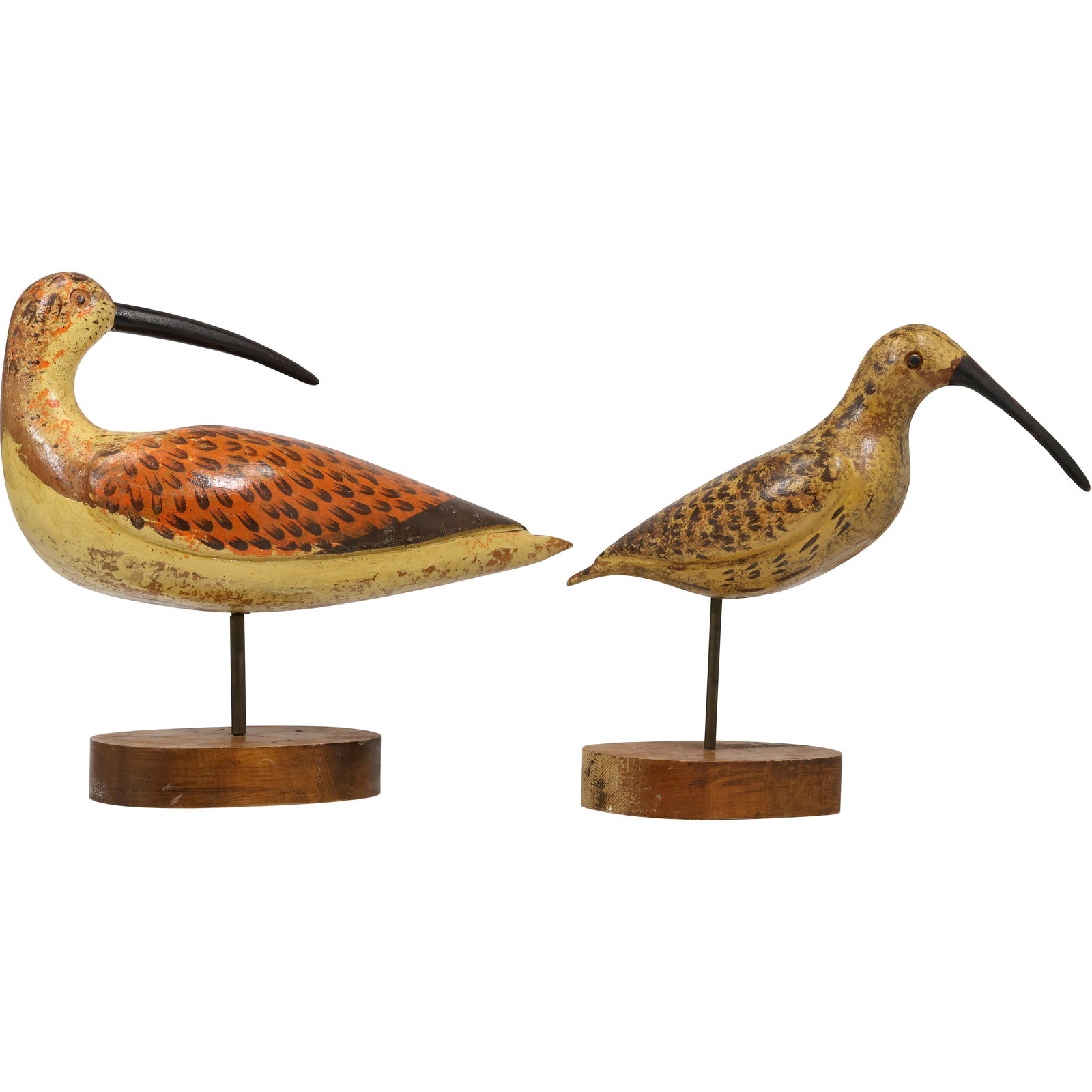 Pair of Sarreid Ltd Hand-Carved Wood Shorebird Sculptures (1 of 20)